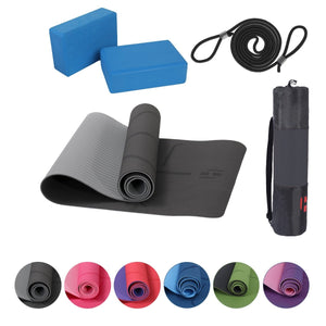 Habib Yogamatte Satz inklusive Yogablöcke - Rutschfeste Gepolsterte Trainingsmatte für Fitness Inklusive Yogagurt und Tasche - 2er Set YogaBlöcke Unterstützung für Pilates,Meditation,Erholung - Europebazar