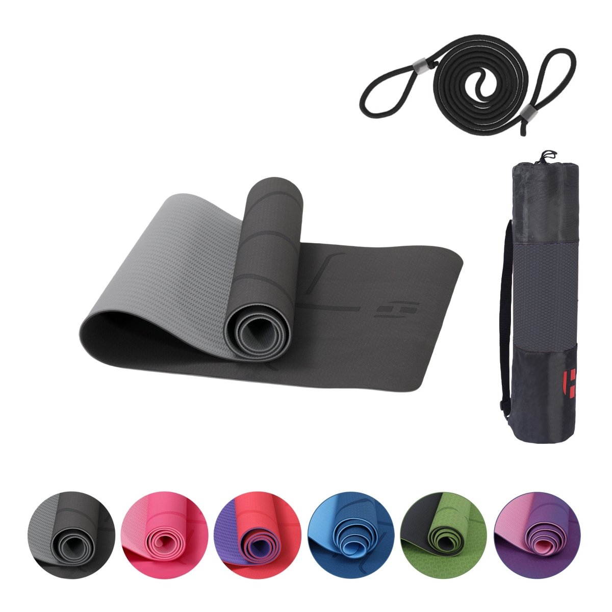 Habib Yogamatte Satz inklusive Yogablöcke - Rutschfeste Gepolsterte Trainingsmatte für Fitness Inklusive Yogagurt und Tasche - 2er Set YogaBlöcke Unterstützung für Pilates,Meditation,Erholung - HabibSport