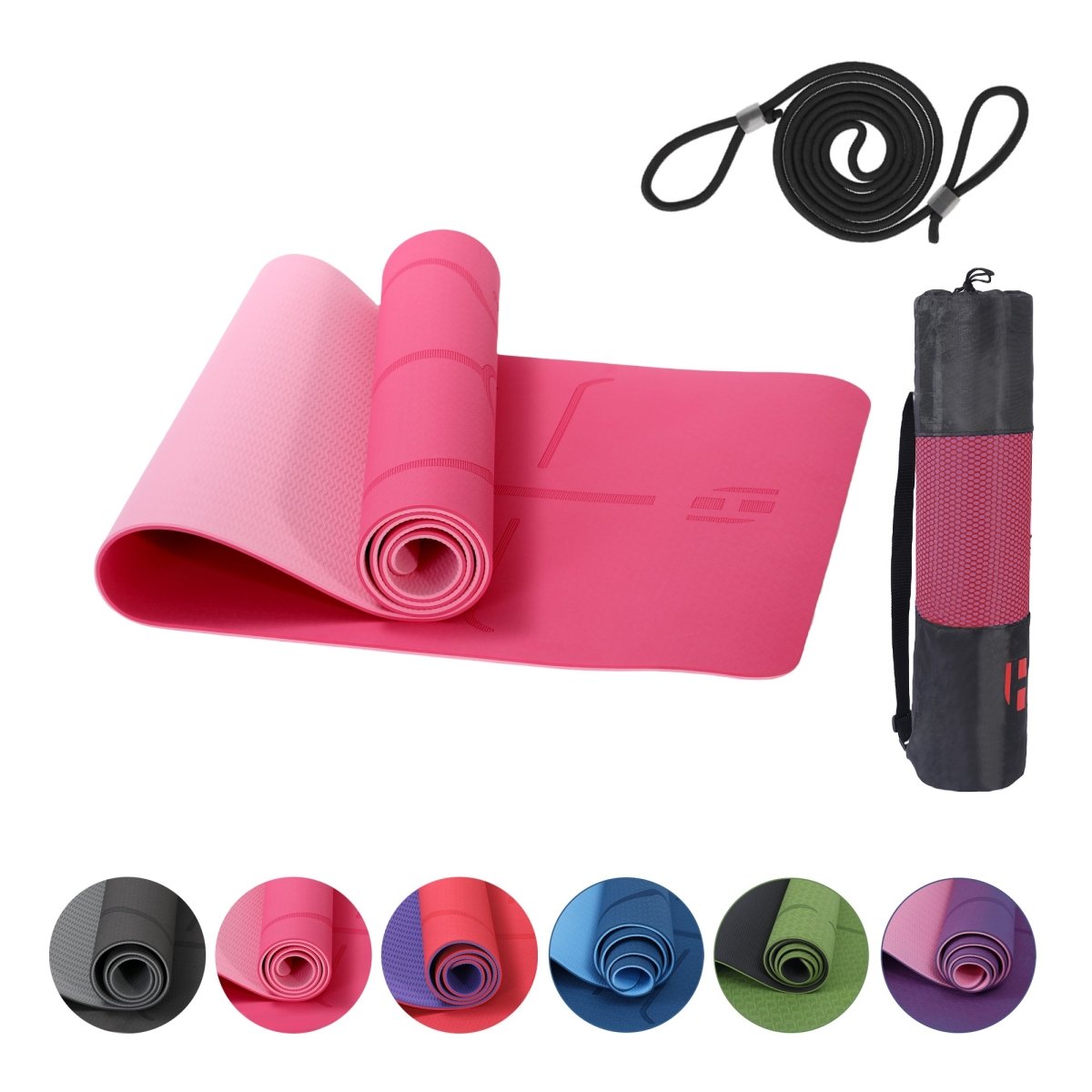 Habib Yogamatte Satz inklusive Yogablöcke - Rutschfeste Gepolsterte Trainingsmatte für Fitness Inklusive Yogagurt und Tasche - 2er Set YogaBlöcke Unterstützung für Pilates,Meditation,Erholung - HabibSport