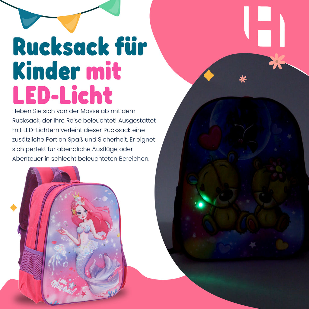 Schulrucksack Kinder Jungen mit LED Rucksack - kleine Kinder LeichtesSchulranzen