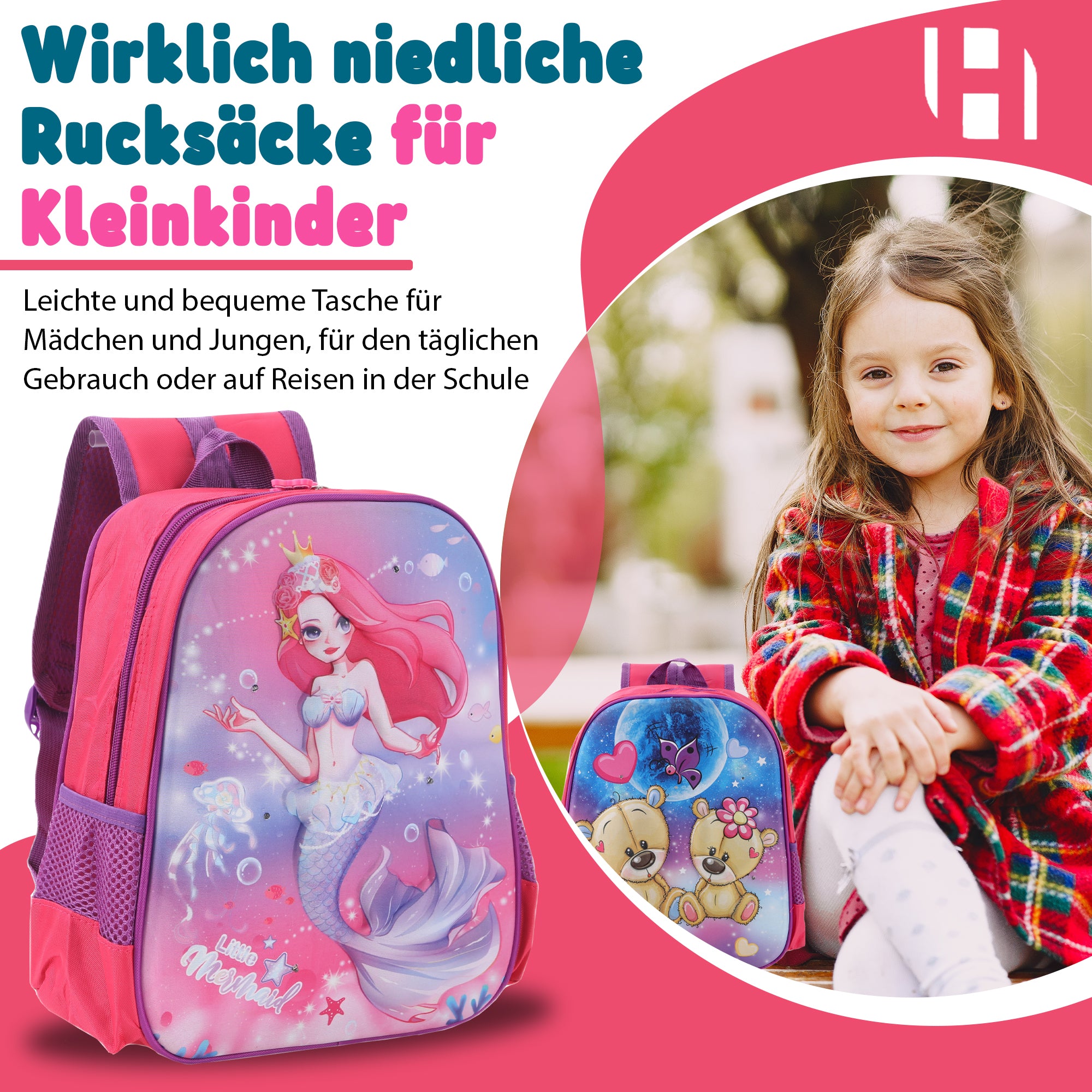 Schulrucksack Kinder Jungen mit LED Rucksack - kleine Kinder LeichtesSchulranzen