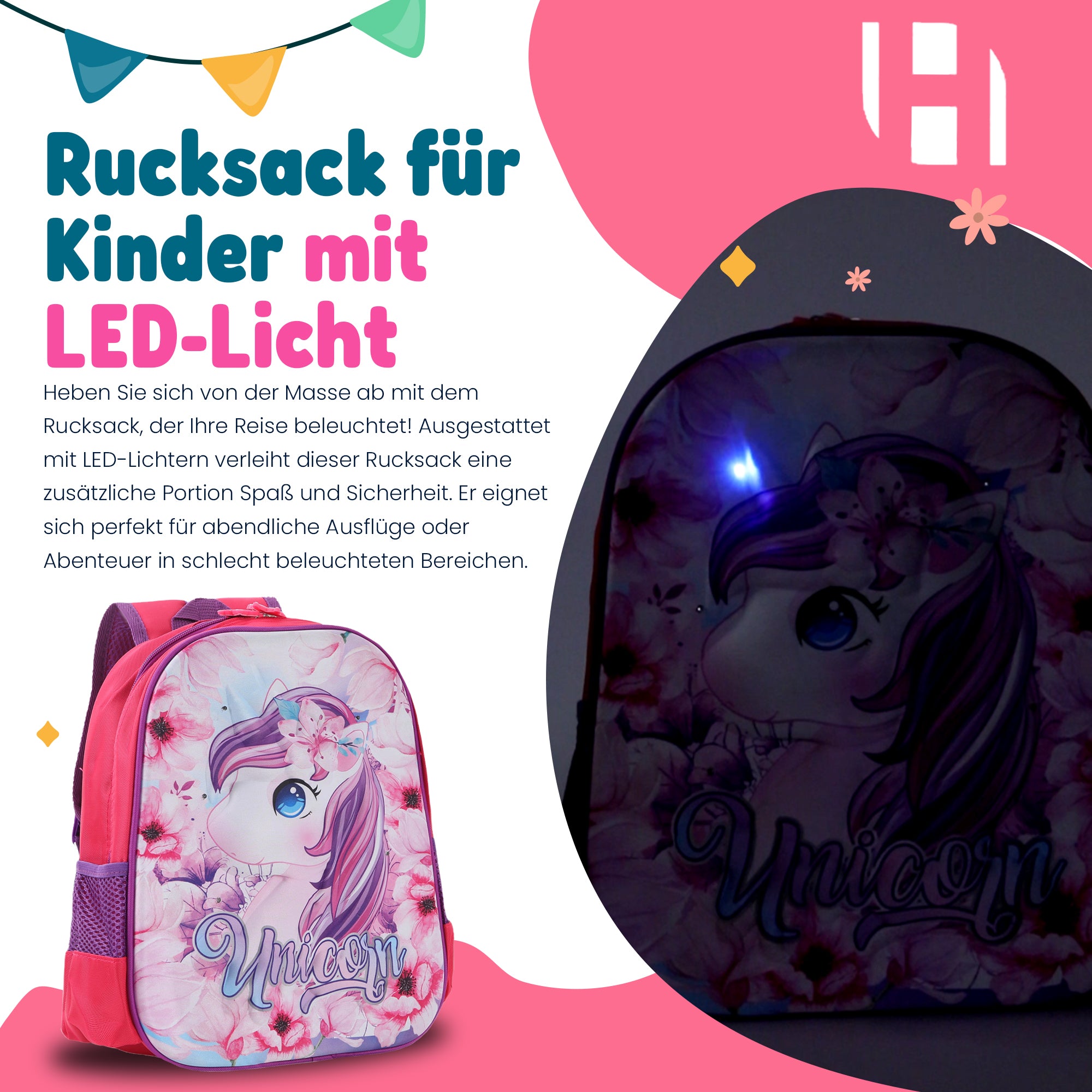 Schulrucksack Kinder Jungen mit LED Rucksack - kleine Kinder LeichtesSchulranzen