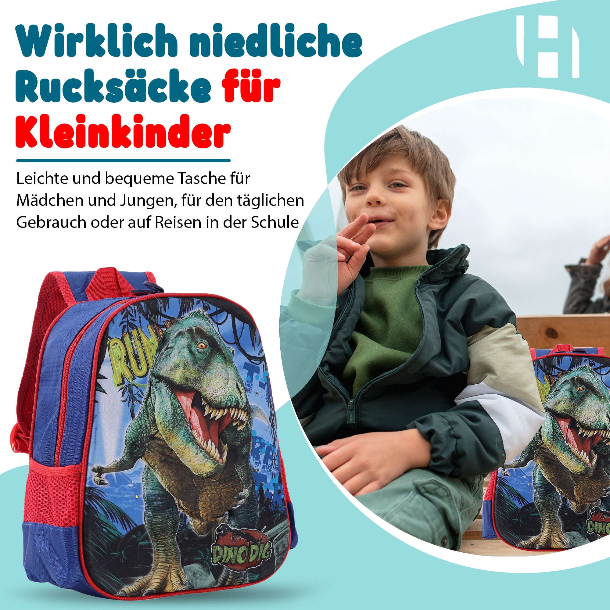 Schulrucksack Kinder Jungen mit LED Rucksack - kleine Kinder LeichtesSchulranzen