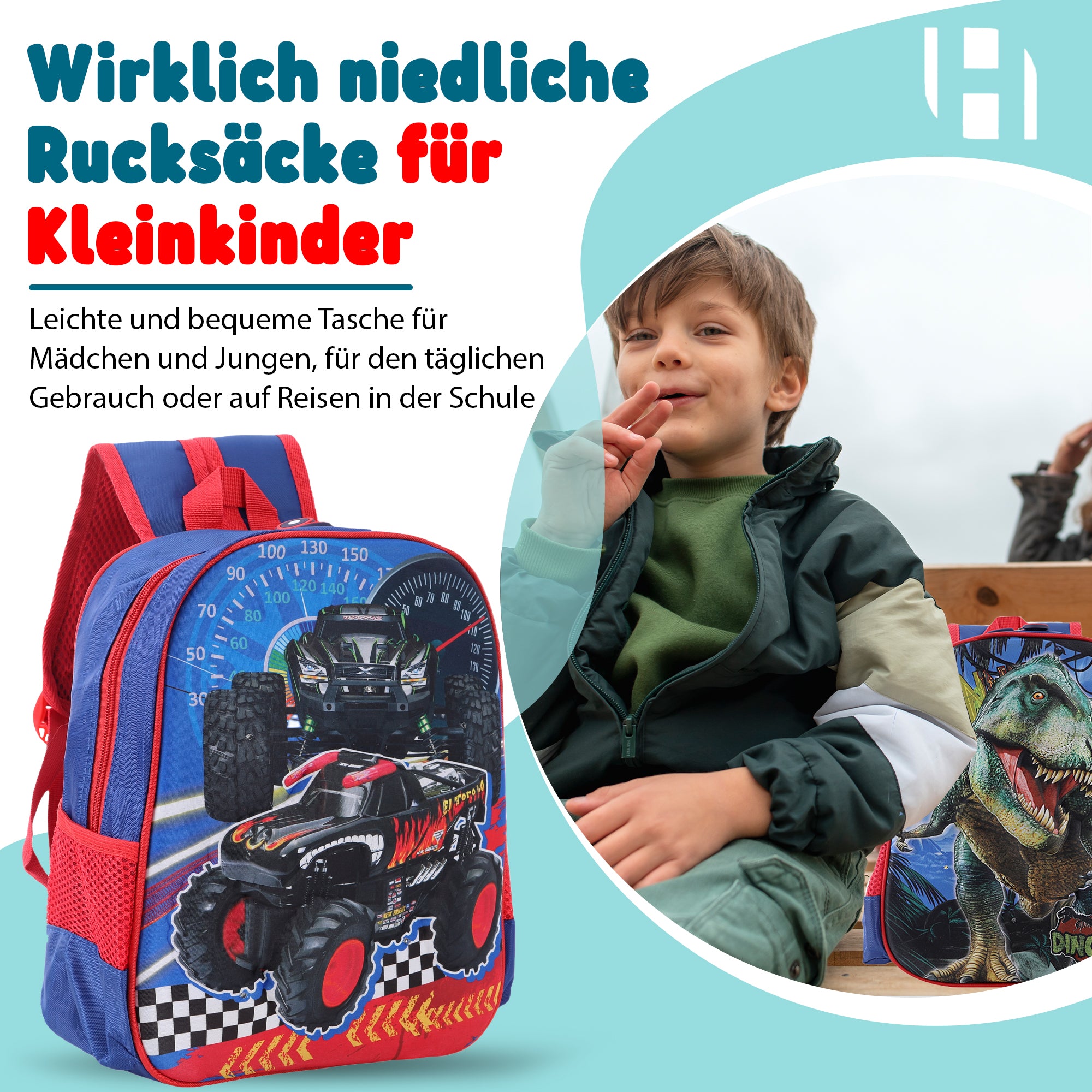 Schulrucksack Kinder Jungen mit LED Rucksack - kleine Kinder LeichtesSchulranzen