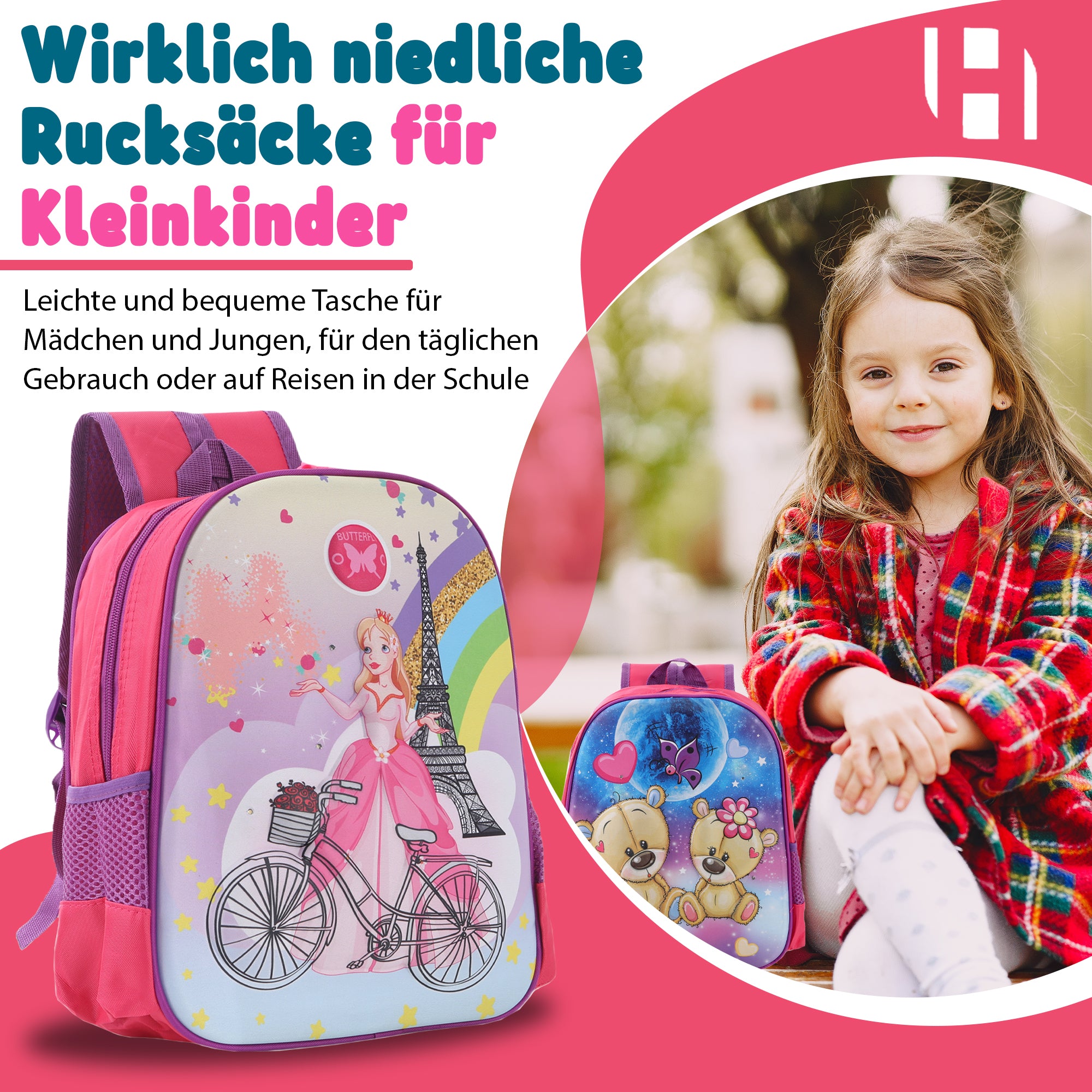 Schulrucksack Kinder Jungen mit LED Rucksack - kleine Kinder LeichtesSchulranzen