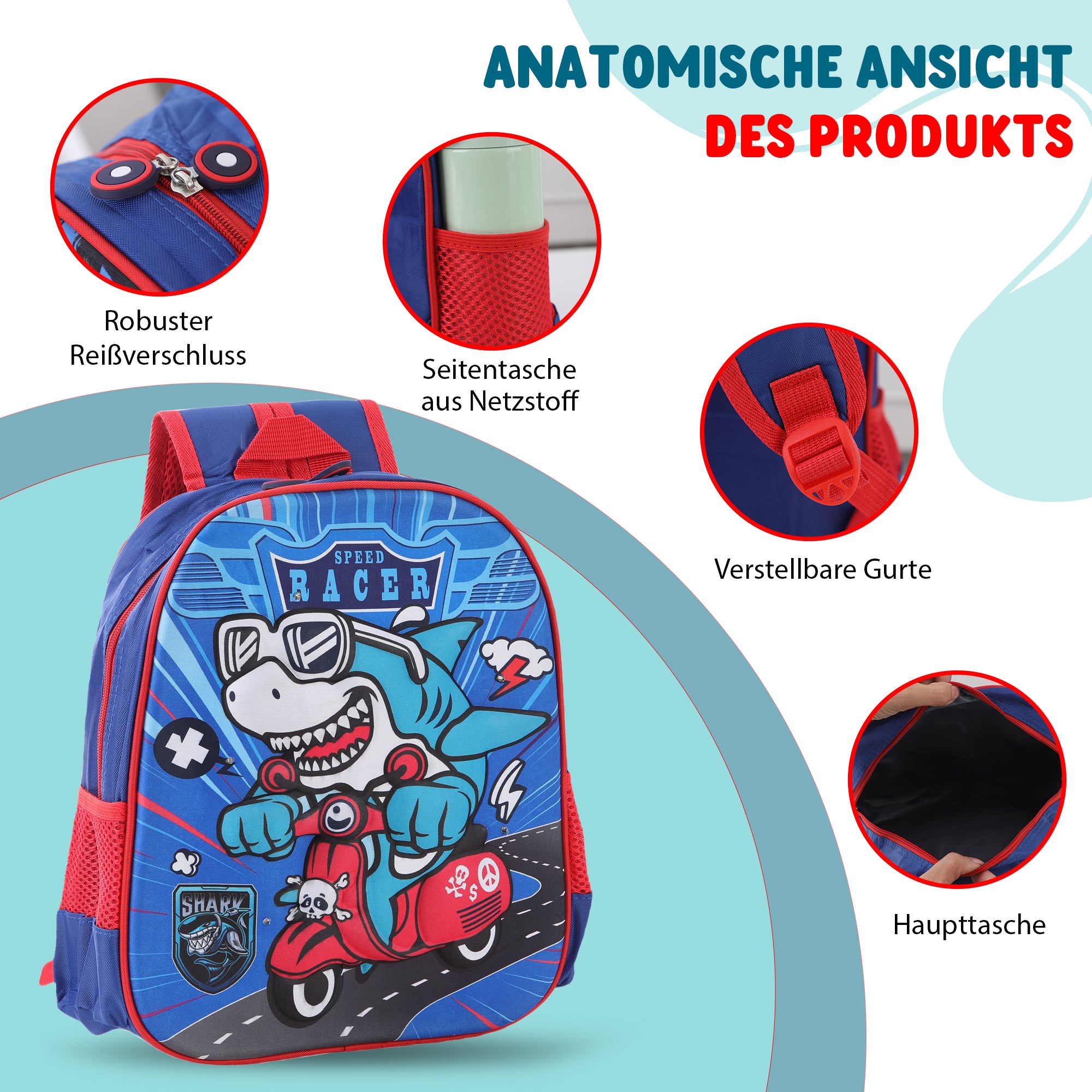 Schulrucksack Kinder Jungen mit LED Rucksack - kleine Kinder LeichtesSchulranzen