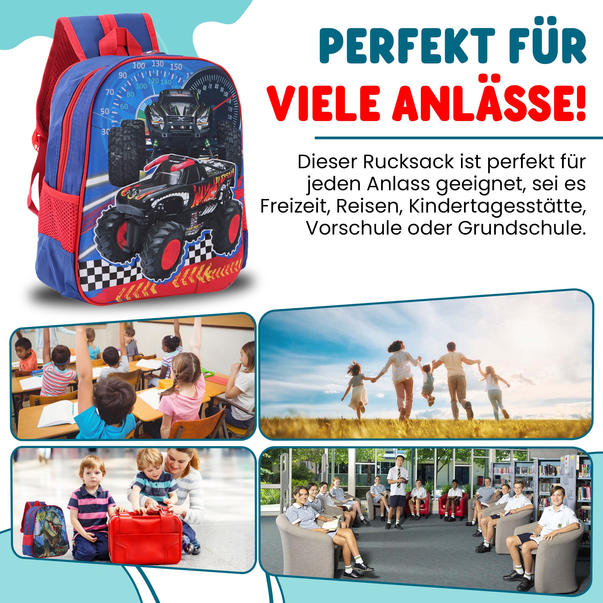 Schulrucksack Kinder Jungen mit LED Rucksack - kleine Kinder LeichtesSchulranzen