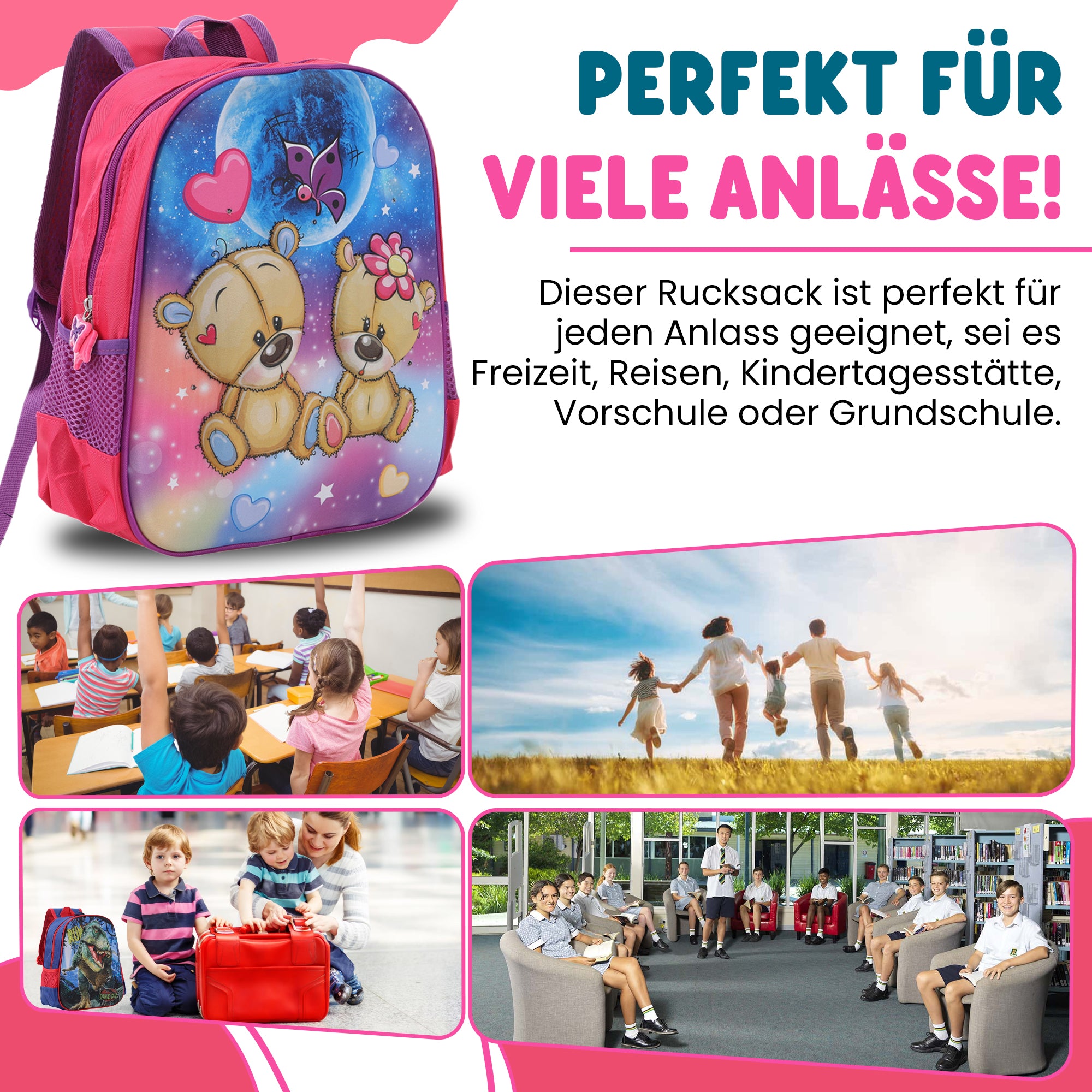 Schulrucksack Kinder Jungen mit LED Rucksack - kleine Kinder LeichtesSchulranzen