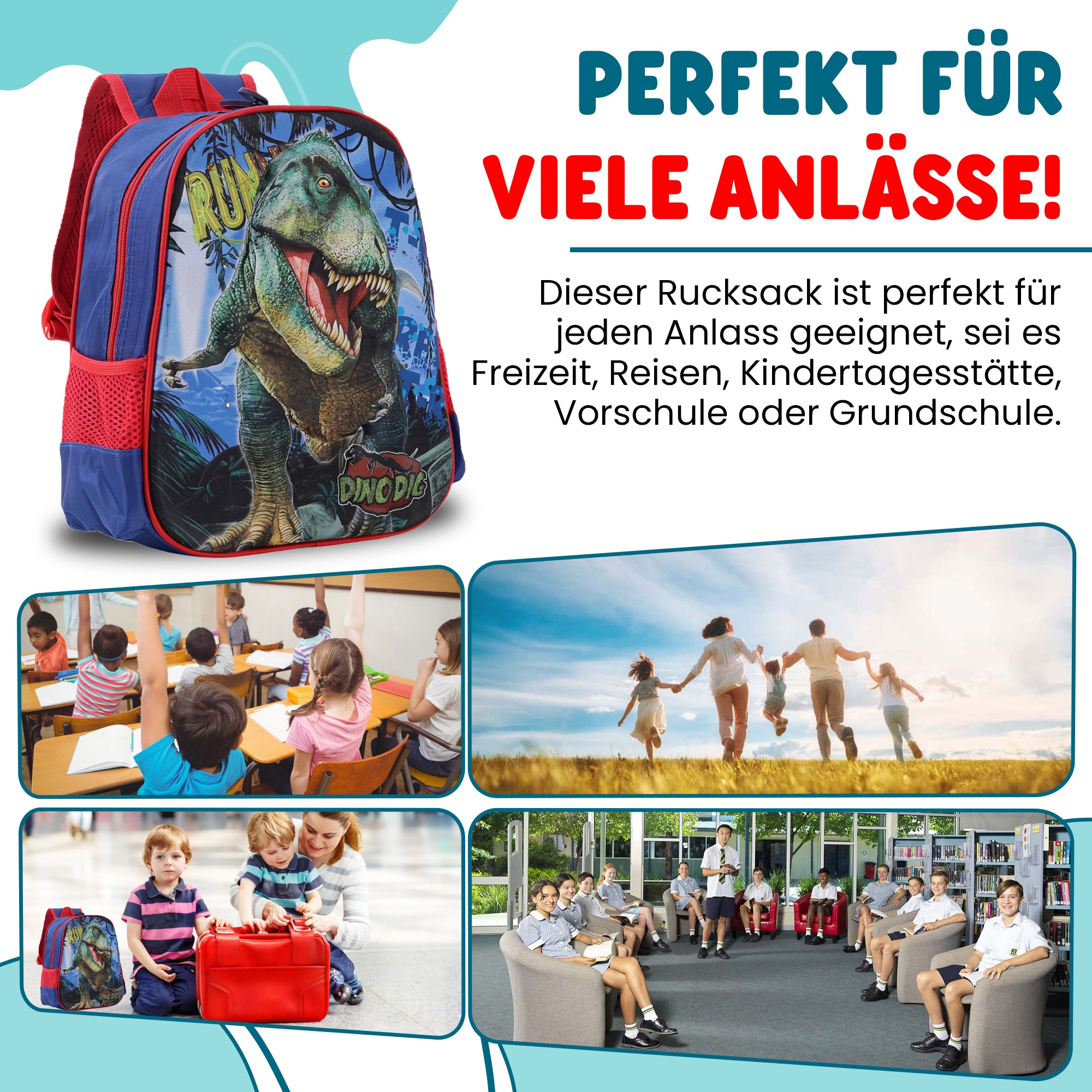 Schulrucksack Kinder Jungen mit LED Rucksack - kleine Kinder LeichtesSchulranzen