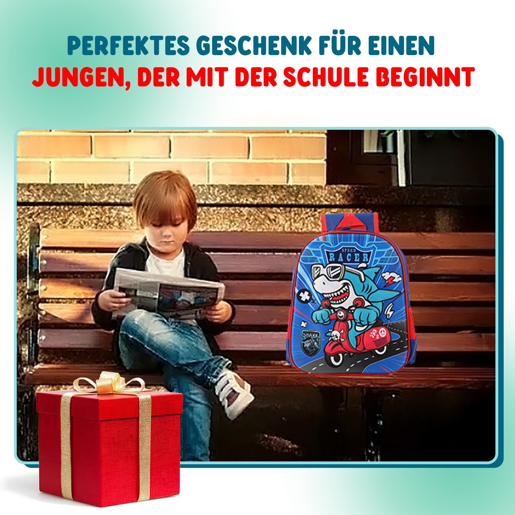 Schulrucksack Kinder Jungen mit LED Rucksack - kleine Kinder LeichtesSchulranzen