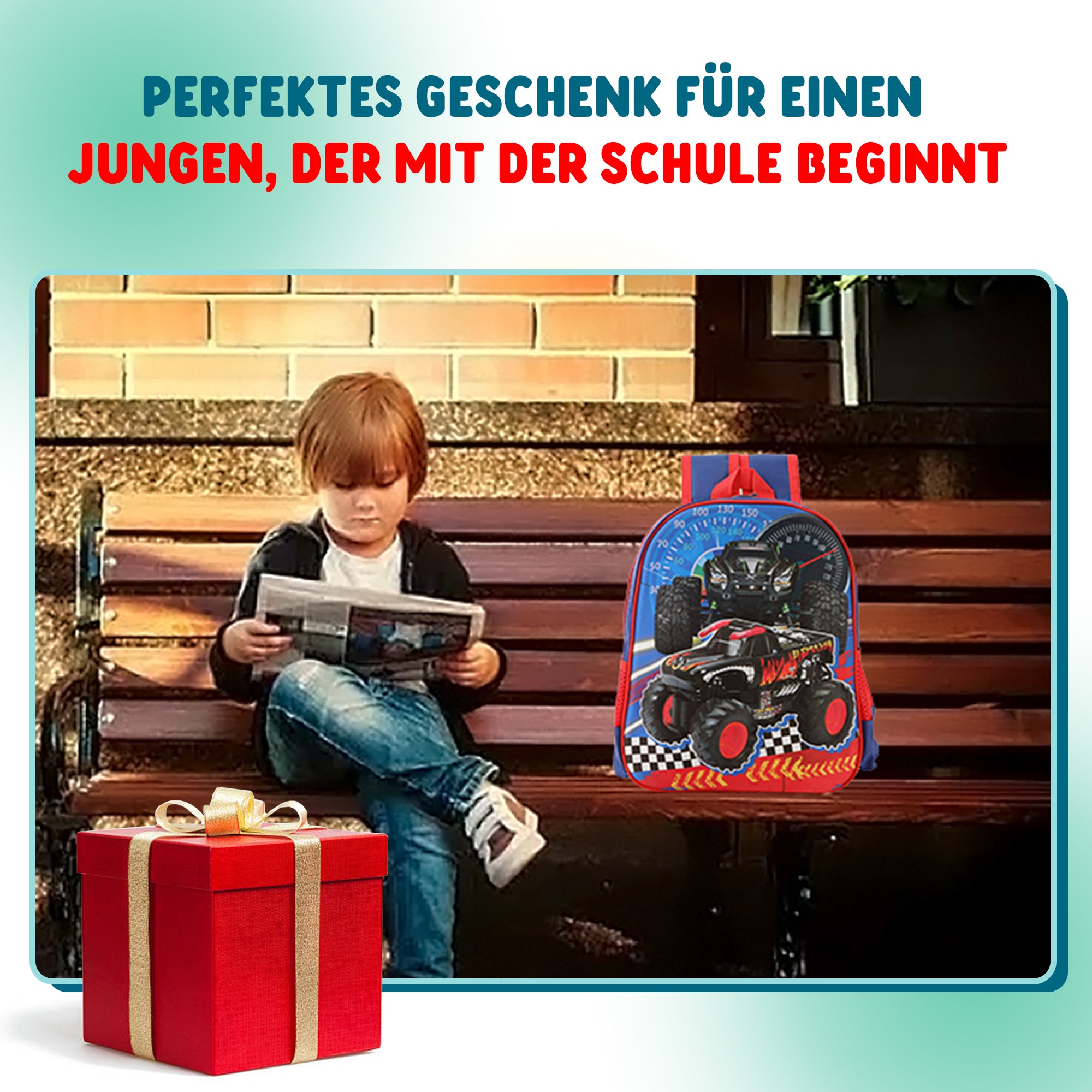 Schulrucksack Kinder Jungen mit LED Rucksack - kleine Kinder LeichtesSchulranzen