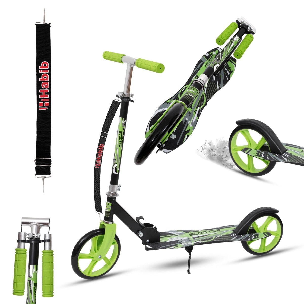 Kickroller Kinderroller – Klappbar, 4 - Stufig Höhenverstellbar, XXL Räder, bis 100kg Belastbar, Tretroller Kickscooter Cityroller für Groß und Klein - Europebazar