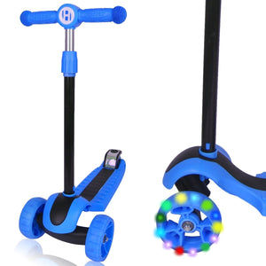 Habib Kinderoller Höhenverstellbarer LED Räder Dreiradscooter Jungen Mädchen 3-8 Jahre