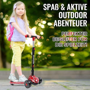 Kinderroller mit LED Leuchträdern, Klappbar Tretroller 3 - 12 Jahre, Höhenverstellbar Scooter für Mädchen & Jungen, Roller Kinder mit Rutschfesten Griffen & Hinterradbremse - Europebazar