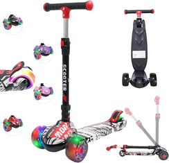 Kinderroller mit LED Leuchträdern, Klappbar Tretroller 3 - 12 Jahre, Höhenverstellbar Scooter für Mädchen & Jungen, Roller Kinder mit Rutschfesten Griffen & Hinterradbremse - Europebazar