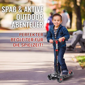Kinderroller mit LED Leuchträdern, Klappbar Tretroller 3 - 12 Jahre, Höhenverstellbar Scooter für Mädchen & Jungen, Roller Kinder mit Rutschfesten Griffen & Hinterradbremse - Europebazar