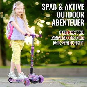 Kinderroller mit LED Leuchträdern, Klappbar Tretroller 3 - 12 Jahre, Höhenverstellbar Scooter für Mädchen & Jungen, Roller Kinder mit Rutschfesten Griffen & Hinterradbremse - Europebazar