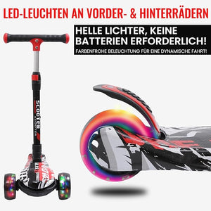 Kinderroller mit LED Leuchträdern, Klappbar Tretroller 3 - 12 Jahre, Höhenverstellbar Scooter für Mädchen & Jungen, Roller Kinder mit Rutschfesten Griffen & Hinterradbremse - Europebazar