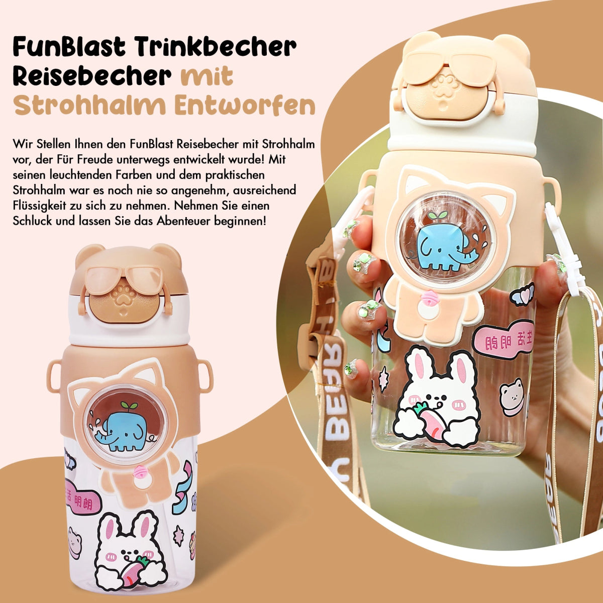 Plastik Trinkflasche für Kinder in Tierform - Europebazar