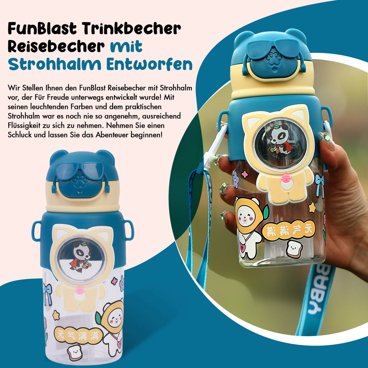 Plastik Trinkflasche für Kinder in Tierform - Europebazar