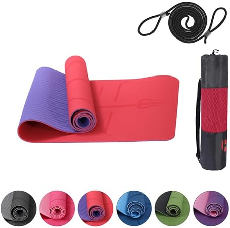 Premium Yogamatte Rutschfest 183x61 cm - Ökologische Sportmatte für Pilates & Yoga - Inkl. Tragegurt und Tasche - Ideal für Fitness & Gymnastik - Reise - Freundlich - Airex - kompatibel - Europebazar