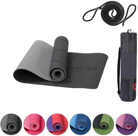 Premium Yogamatte Rutschfest 183x61 cm - Ökologische Sportmatte für Pilates & Yoga - Inkl. Tragegurt und Tasche - Ideal für Fitness & Gymnastik - Reise - Freundlich - Airex - kompatibel - Europebazar