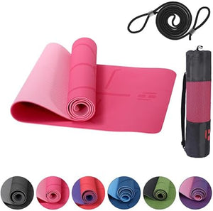 Premium Yogamatte Rutschfest 183x61 cm - Ökologische Sportmatte für Pilates & Yoga - Inkl. Tragegurt und Tasche - Ideal für Fitness & Gymnastik - Reise - Freundlich - Airex - kompatibel - Europebazar