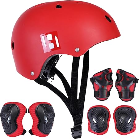 Verstellbarer Kinderfahrradhelm & 6 - teiliges Schützer - Set - Ventiliert, Knie - , Ellbogen - , Handgelenkschützer, 8 - 13 Jahre, Mädchen & Jungen, Fahrrad, Roller, Klettern, Skateboard - Europebazar