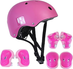 Habib Verstellbarer Kinderfahrradhelm & 6-teiliges Schützer-Set - Ventiliert, Knie-, Ellbogen-, Handgelenkschützer, 8-13 Jahre, Mädchen & Jungen, Fahrrad, Roller, Klettern, Skateboard