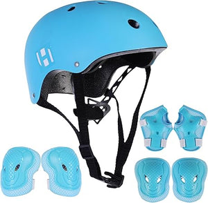 Verstellbarer Kinderfahrradhelm & 6 - teiliges Schützer - Set - Ventiliert, Knie - , Ellbogen - , Handgelenkschützer, 8 - 13 Jahre, Mädchen & Jungen, Fahrrad, Roller, Klettern, Skateboard - Europebazar