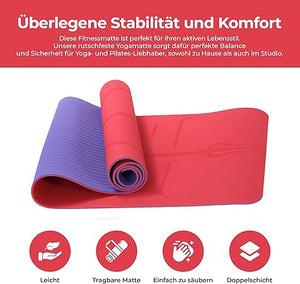 Yogamatte Satz inklusive Yogablöcke - Rutschfeste Gepolsterte Trainingsmatte für Fitness Inklusive Yogagurt und Tasche - 2er Set YogaBlöcke Unterstützung für Pilates,Meditation,Erholung - Europebazar