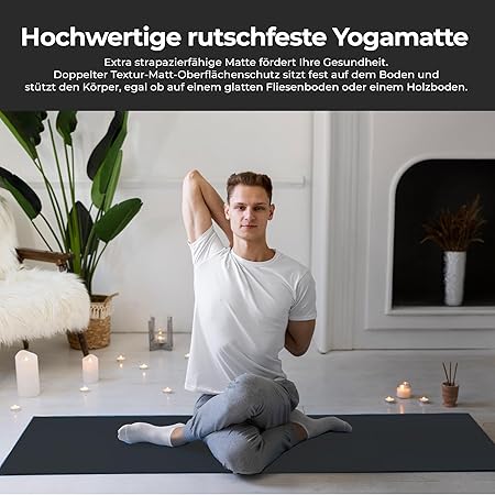 Yogamatte Satz inklusive Yogablöcke - Rutschfeste Gepolsterte Trainingsmatte für Fitness Inklusive Yogagurt und Tasche - 2er Set YogaBlöcke Unterstützung für Pilates,Meditation,Erholung - Europebazar