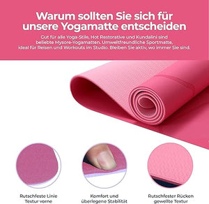 Yogamatte Satz inklusive Yogablöcke - Rutschfeste Gepolsterte Trainingsmatte für Fitness Inklusive Yogagurt und Tasche - 2er Set YogaBlöcke Unterstützung für Pilates,Meditation,Erholung - Europebazar