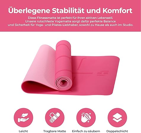 Yogamatte Satz inklusive Yogablöcke - Rutschfeste Gepolsterte Trainingsmatte für Fitness Inklusive Yogagurt und Tasche - 2er Set YogaBlöcke Unterstützung für Pilates,Meditation,Erholung - Europebazar