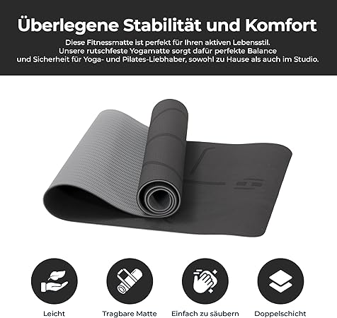 Yogamatte Satz inklusive Yogablöcke - Rutschfeste Gepolsterte Trainingsmatte für Fitness Inklusive Yogagurt und Tasche - 2er Set YogaBlöcke Unterstützung für Pilates,Meditation,Erholung - Europebazar
