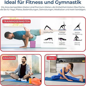 Yogamatte Satz inklusive Yogablöcke - Rutschfeste Gepolsterte Trainingsmatte für Fitness Inklusive Yogagurt und Tasche - 2er Set YogaBlöcke Unterstützung für Pilates,Meditation,Erholung - Europebazar