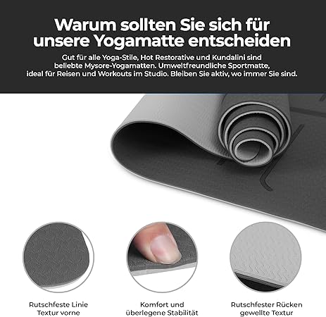 Yogamatte Satz inklusive Yogablöcke - Rutschfeste Gepolsterte Trainingsmatte für Fitness Inklusive Yogagurt und Tasche - 2er Set YogaBlöcke Unterstützung für Pilates,Meditation,Erholung - Europebazar