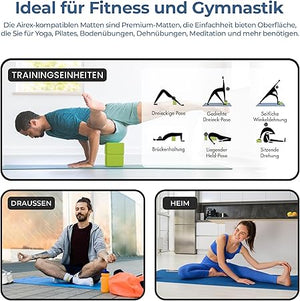 Yogamatte Satz inklusive Yogablöcke - Rutschfeste Gepolsterte Trainingsmatte für Fitness Inklusive Yogagurt und Tasche - 2er Set YogaBlöcke Unterstützung für Pilates,Meditation,Erholung - Europebazar